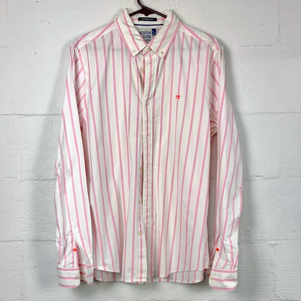 Soda Men's Pink and White Everyday Holiday Shirt